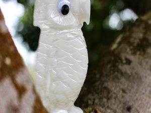 White Stone Owl Figurine