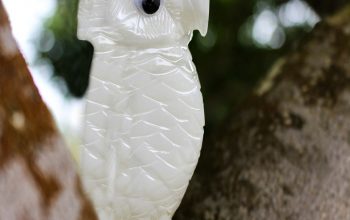 White Stone Owl Figurine
