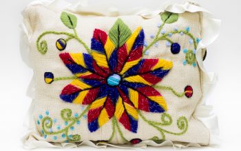 Jute Pillow with Handmade Embroidery