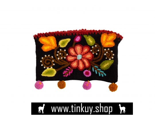 Handmade makeup case with floral embroidery