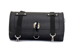 Leather Saddle Bag with Roll Side Bag