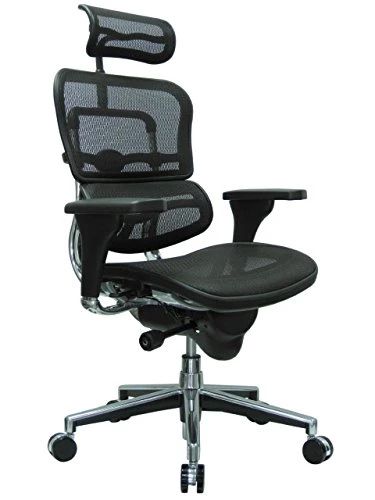 Ergohuman High Back Swivel Chair with Headrest, Black Mesh