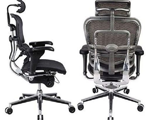 Ergohuman High Back Swivel Chair with Headrest, Black Mesh