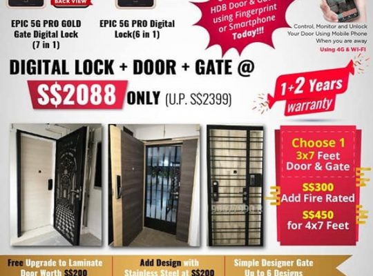 epic gold fingerprint digital lock with gate and main door only $2088