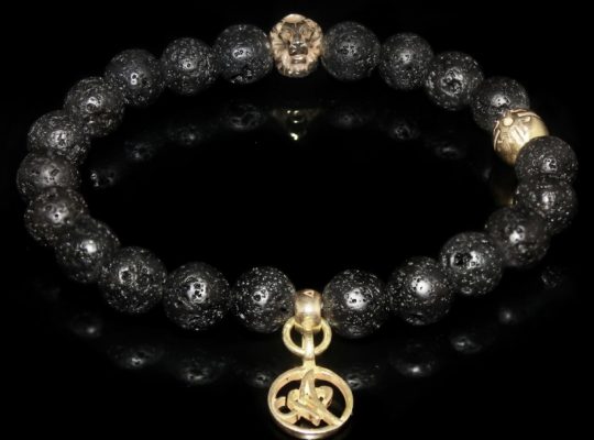 Black Lava Rock Lion Bracelet / Energy and Strength