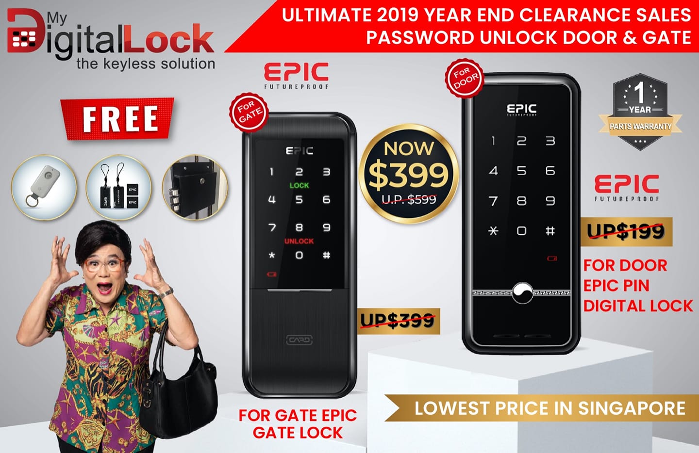 WTS: Cheapest EPIC Card Digital Lock for HDB Fire Rated Main Door and Gate $399 Hp 98440884