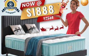 Christmas Promotion for Coolest Mattress in Singapore. FREE Bed Frame and FREE Safe. $100 Coupon for