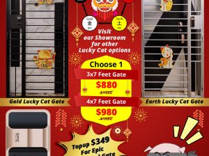 LUCKY CAT GATES FOR HDB, CHINESE NEW YEAR PROMOTIONAL SALE FROM $880 + EPIC GOLD CARD GATE DIGITAL L