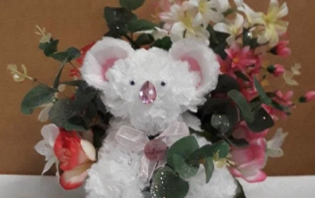 Koala Bear Scented Carnation flower Arrangement Handcrafted