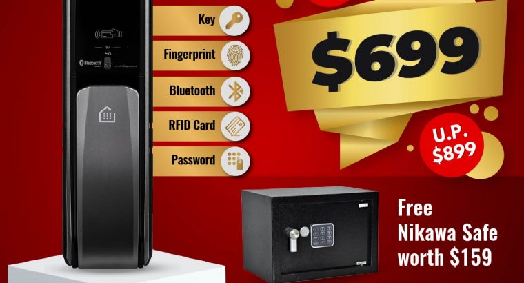 KEYWE Push Pull Digital Lock Promotion at $699 ONLY. Get FREE SAFE worth $159. Unlock using Smart