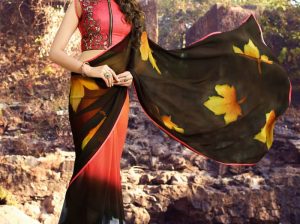Buy Printed Multicolor Saree with Blouse at Mirraw