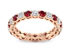 Rose Gold Diamond Ruby Eternity Ring with Prog Setting