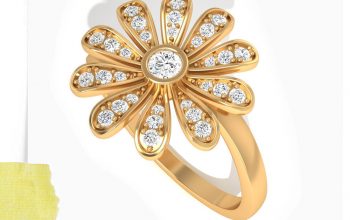 Flower Engagement Ring in 14kt Yellow Gold