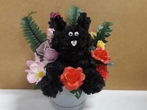 Handcrafted Scented Black Carnation Dog Arrangement
