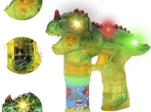 Toysery Dinosaur Bubble Shooter Gun Light Up Bubbles Blower with LED Flashing Lights and Sounds