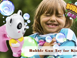 Toysery Panda Shaped Light Up Bubble Blaster for Kids, Bubble Blower Gun Toy Comes with Refill
