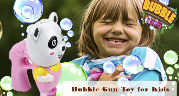 Toysery Panda Shaped Light Up Bubble Blaster for Kids, Bubble Blower Gun Toy Comes with Refill