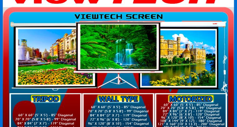 viewTECH Tripod Manual Wall Type Motorized Portable Projection Screen