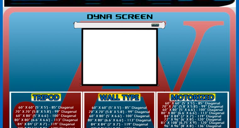 DYNA PROJECTION SCREEN, WALL SCREEN, PROJECTOR SCREEN, MANUAL PULL-DOWN SCREEN