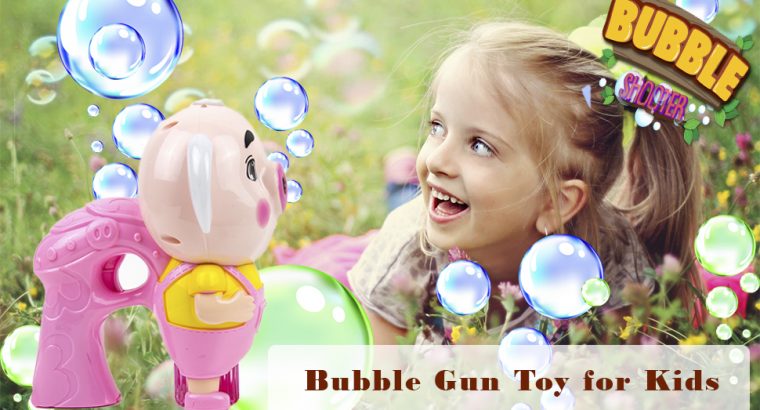 Toysery Pig Shaped Bubble Machine Gun for Kids, Music Bubble Blaster with Bubble Refill Solution