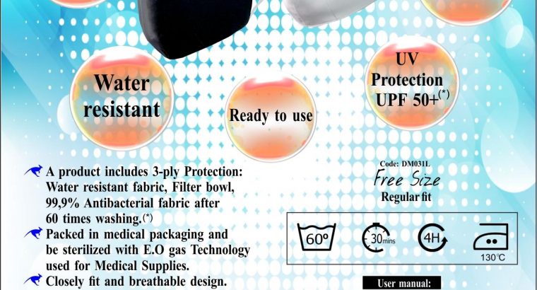 DONY MASK Premium Antibacterial Cloth Mask CE, FDA, TUV Reach Certification