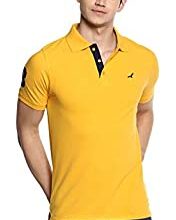 Yellow Cotton Casual Polo Shirt for Men