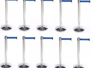 Retractable Belt Stanchion Crowd Queue Control Barrier Post – 8 Poles + 8 Ropes by hssl