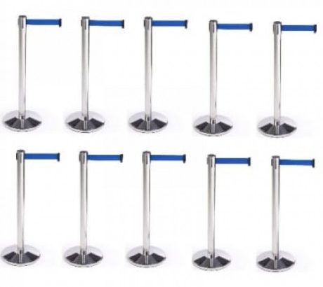 Retractable Belt Stanchion Crowd Queue Control Barrier Post – 8 Poles + 8 Ropes by hssl