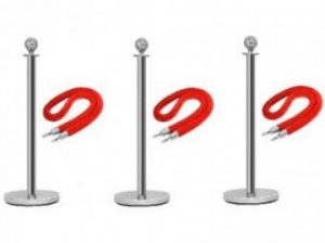 Rope Type Stanchion Crowd Queue Control Barrier Post – 3 Poles + 3 Ropes by hiphen