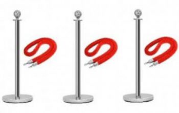 Rope Type Stanchion Crowd Queue Control Barrier Post – 3 Poles + 3 Ropes by hiphen