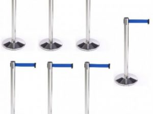Retractable Belt Stanchion Crowd Queue Control Barrier Post – 7 Poles + 7 Ropes by hsl