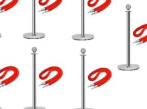 Rope Type Stanchion Crowd Queue Control Barrier Post – 7 Poles + 7 Ropes by hiphen