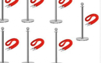 Rope Type Stanchion Crowd Queue Control Barrier Post – 7 Poles + 7 Ropes by hiphen