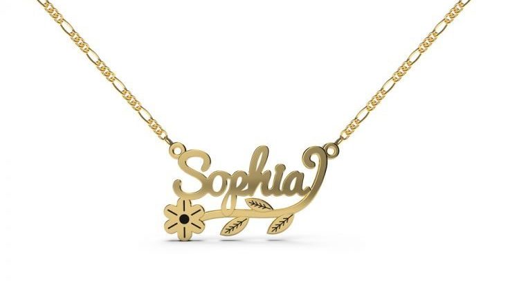 Personalized Name Necklace with Flower