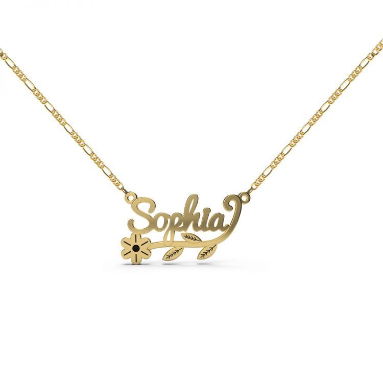 Personalized Name Necklace with Flower