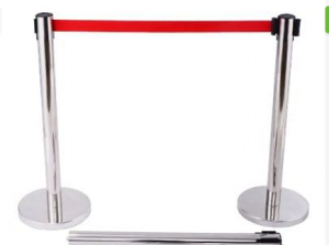 Retractable Belt Stanchion Crowd Queue Control Barrier Post – 2 Poles + 1 Rope by hiphen