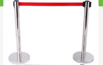 Retractable Belt Stanchion Crowd Queue Control Barrier Post – 2 Poles + 1 Rope by hiphen