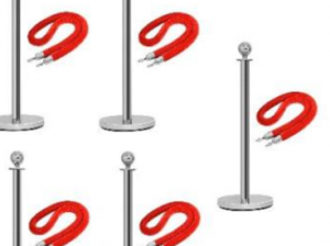 Rope Type Stanchion Crowd Queue Control Barrier Post – 5 Poles + 5 Ropes by hiphen