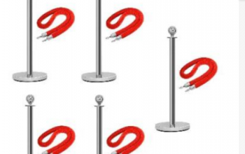 Rope Type Stanchion Crowd Queue Control Barrier Post – 5 Poles + 5 Ropes by hiphen