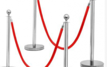 Rope Type Stanchion Crowd Queue Control Barrier Post – 6 Poles + 3 Ropes by hiphen