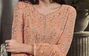 Peach Georgette Palazzo Suits Party Wear Pakistani Dresses