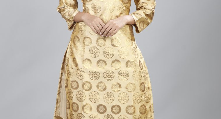 Buy Golden Kurti with Pants Set for Women Online