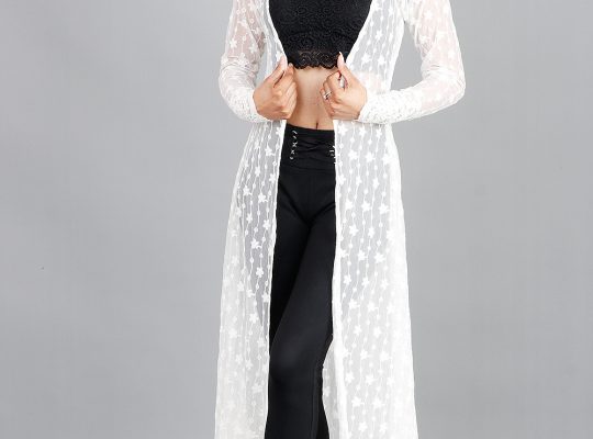 Buy White Net Long Shrug for Women