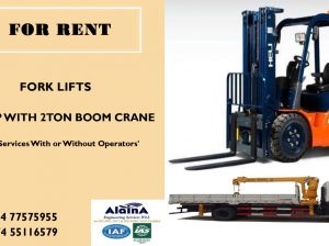 FORK LIFT & PICKUP WITH BOOM CRANE FOR RENT