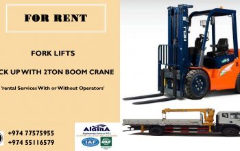 FORK LIFT & PICKUP WITH BOOM CRANE FOR RENT