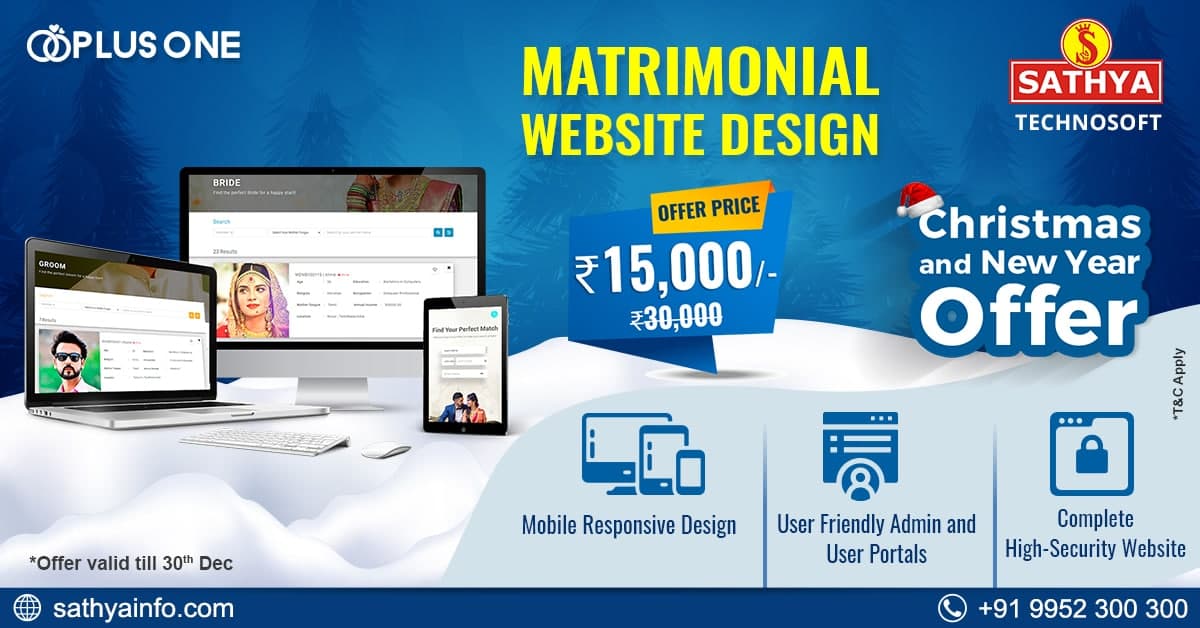Matrimonial Website Design Offer | Plus One | Sathya Technosoft
