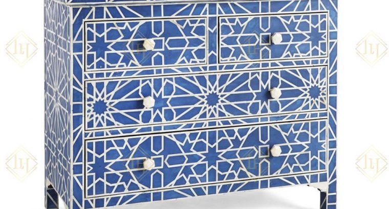 Moroccan Bone Inlay Chest of Drawers