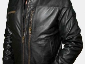 Mens leather jacket in lamb leather