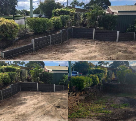 Concrete sleeper retaining wall