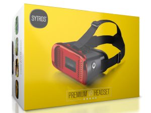 Sytros VR Headset with Magnetic Button Trigger for Smartphones.